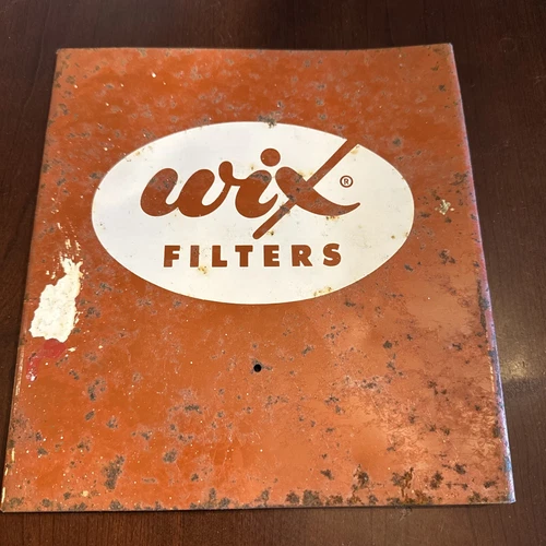 VINTAGE WIX FILTERS METAL SIGN DISPLAY PANEL ORANGE & WHITE 8.25" X 8.75"