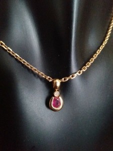 Pendentif Or 18k Diamant Et Rubis
