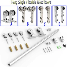 4-16FT Stainless Steel Sliding Barn Door Hardware Closet Track Kit Single/Double