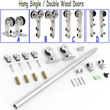 4-16FT Stainless Steel Sliding Barn Door Hardware Closet Track Kit Single/Double