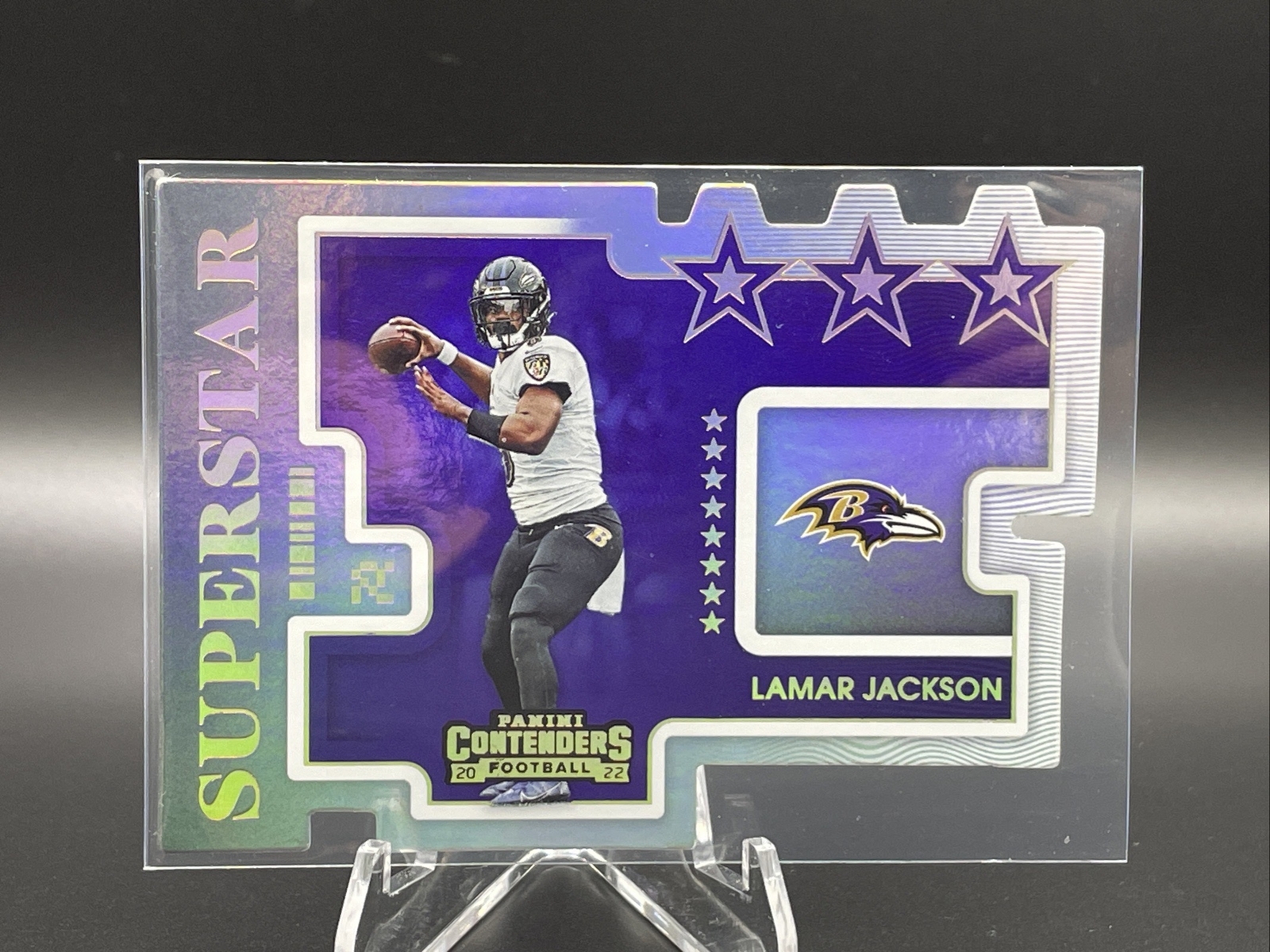 2022 Panini Contenders Superstar Lamar Jackson Die Cuts #18