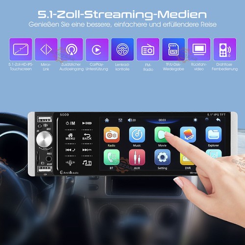 1 DIN Autoradio Carplay Android Auto Mit 5 Zoll IPS Bldschirm FM Bluetooth Neu - Bild 2 von 19