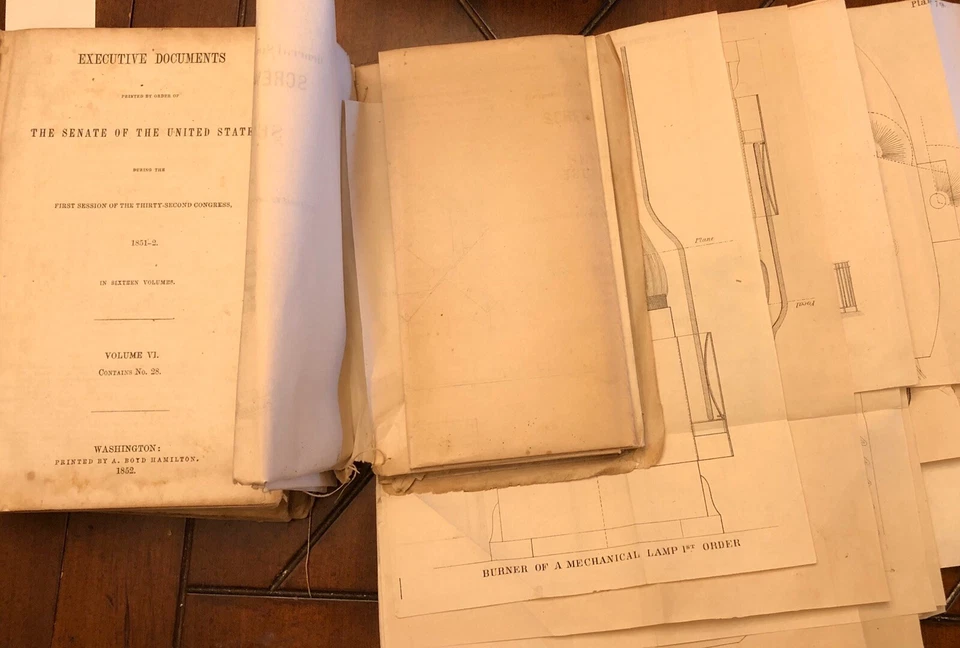 Circa 1850 dibujo marítimo de EE. UU. Boya y hundidor y boya de ahorro de EE. UU. antigua Foto 2 de 2