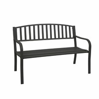 Sitzbank HWC-F43, Parkbank Gartenbank 2-Sitzer Pulverbeschichteter Stahl Schwarz