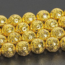 8MM Natural Stone Gold Volcanic Lava Beads Grade A Round Loose Beads