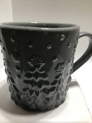 CHRISTMAS TREES COFFEE MUG. EMBOSSED PINE TREES MUG.  Art Deco 3D Mug. B223