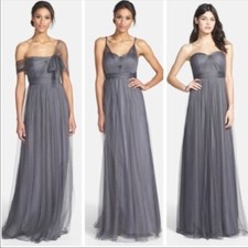 Jenny Yoo Annabella Mesh Dress Size 16 Gray Convertible Formal Gown evening **
