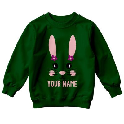 Personalisiertes Jungen Mädchen Häschengesicht Frohe Ostern Sweatshirt Pullover Festival #ED