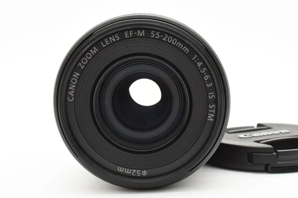 Canon EF-M 55-200mm f/4.5-6.3 IS STM Black w/Caps Zoom Lens from