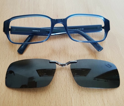 Montatura Occhiali Vista Clip Sole Uomo Blu Studioline Italia usato senza  lenti | eBay