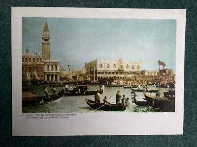 Venedig, Der Bucintoro Rückblick auf den Molo, Canaletto, Vintage Farbdruck