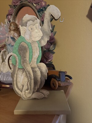 Vintage Monkey on Wood Banana Holder 