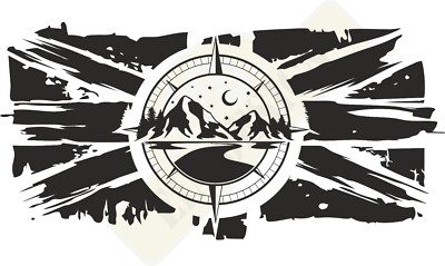 Vinyl-Aufkleber UK-Flagge Kompass Nr: 2 Wohnwagen/Wohnmobil schwarz glänzend 1100 mm x 540 mm