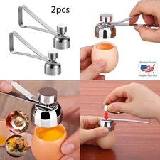 2pcs - Stainless Steel Egg Topper Cutter Shell Opener Boiled Raw Egg Cracker