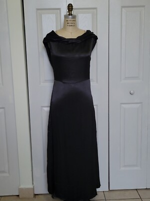 Karina Grimaldi Black Silk Bias Open Back Dress