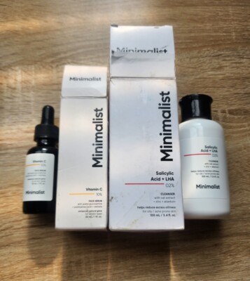 Minimalist 2% Salicylic Acid+ LHA & Zinc 100ml Cleanser Vitamin C 10% Serum 30ml