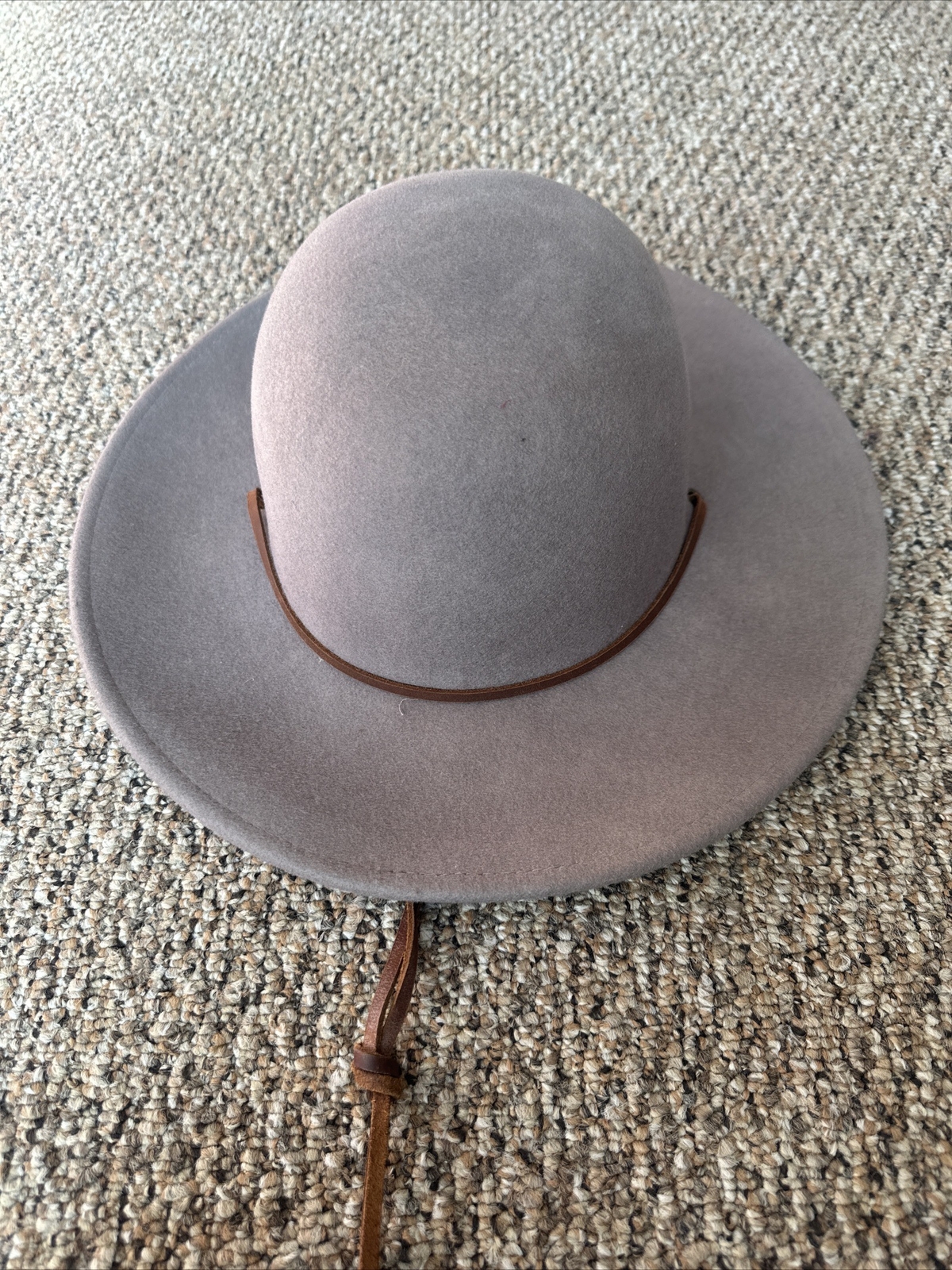 Brixton Men's Tiller Wide Brim Grey Felt Fedora Hat Size Medium 7 1/4