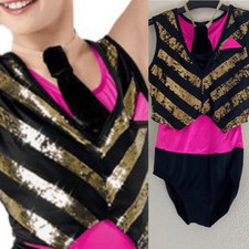 Weissman dance costume pink vest gold sequin Mr. Pinstripe Suit 9505 child MC