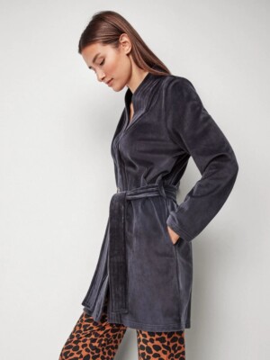 Gisela Vestaglia donna giacca da camera lunga ciniglia bottoni