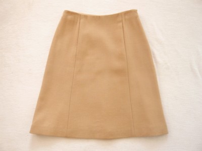 Salvatore Ferragamo camel A line skirt 100% wool Lined Knee length Vintage? UK 8