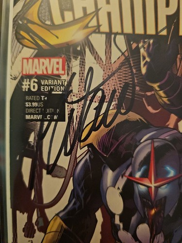 Champions #6 - NM - 2016 - Deodato Venomized Variant SIGNED MARK WAID - Picture 3 of 6