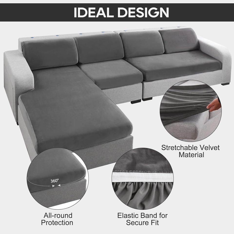 Velvet Sectional Sofa Cover Backrest Cushion Cover Thick Stretch Sofa