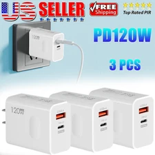 3X 120W Fast Charger Block USB Type C Wall Power Adapter For iPhone 14 13 12 11
