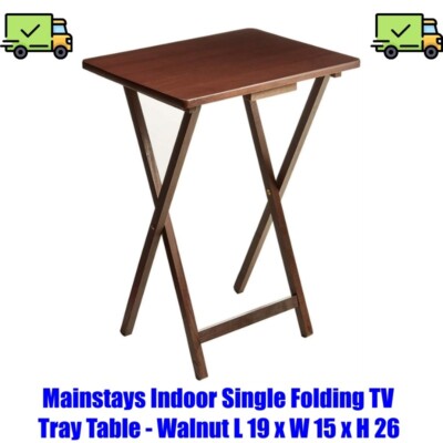 Mainstays Indoor Single Folding TV Tray Table - Walnut L 19 x W 15 x H 26