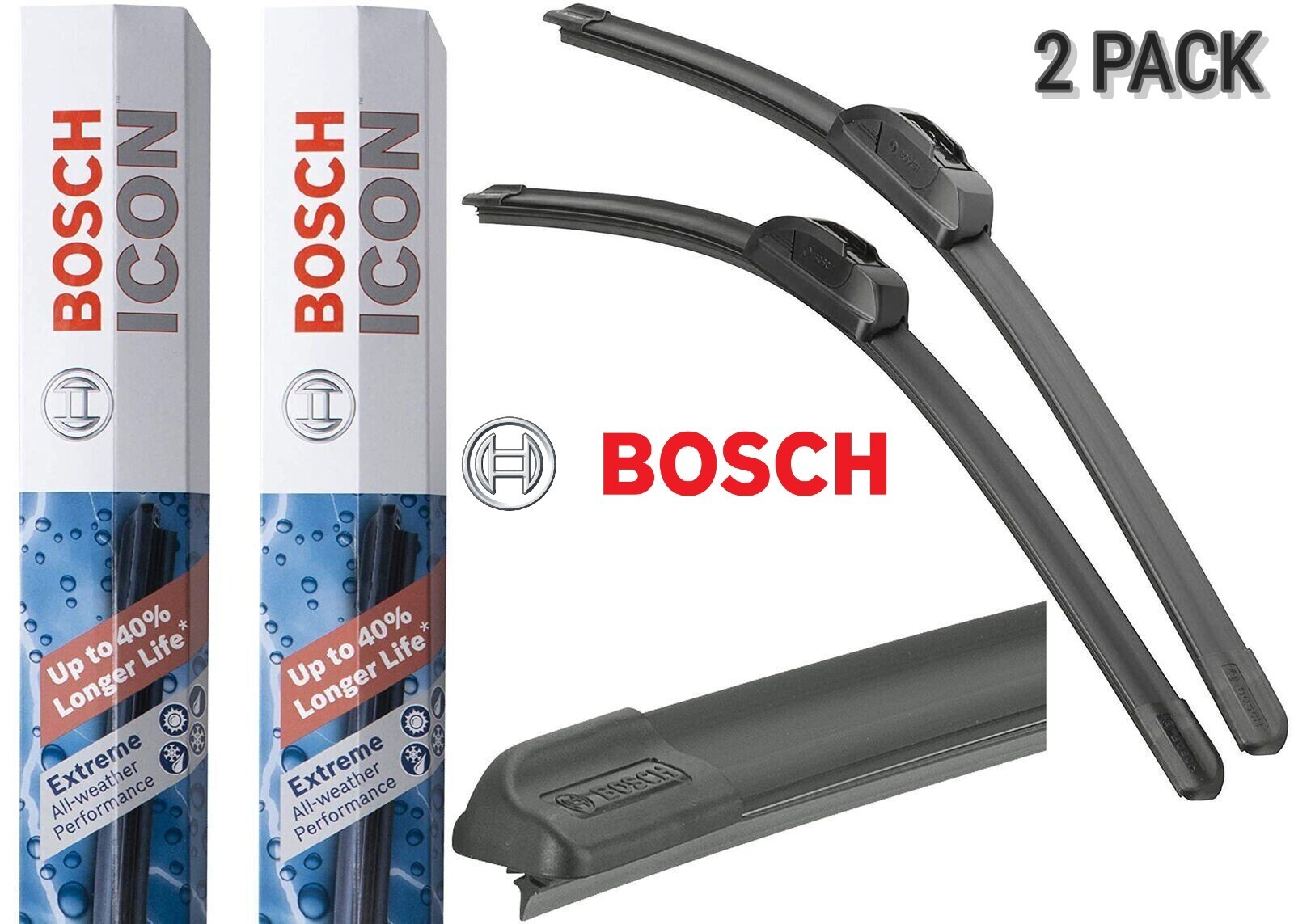 NEW OEM BOSCH ICON 22" + 22" Windshield Wiper Blade Up To 40 Longer