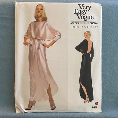Vogue 2075 American Designer John Anthony Evening Dress Sewing Pattern Size 10