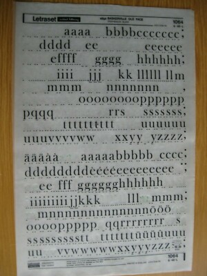 0,1 x Letraset Lower Case BASKERVILLE OLD FACE 48pt 12,5mm Sheet 1064 (h)