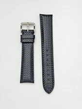 20mm Black Genuine Leather Watch Band - USA