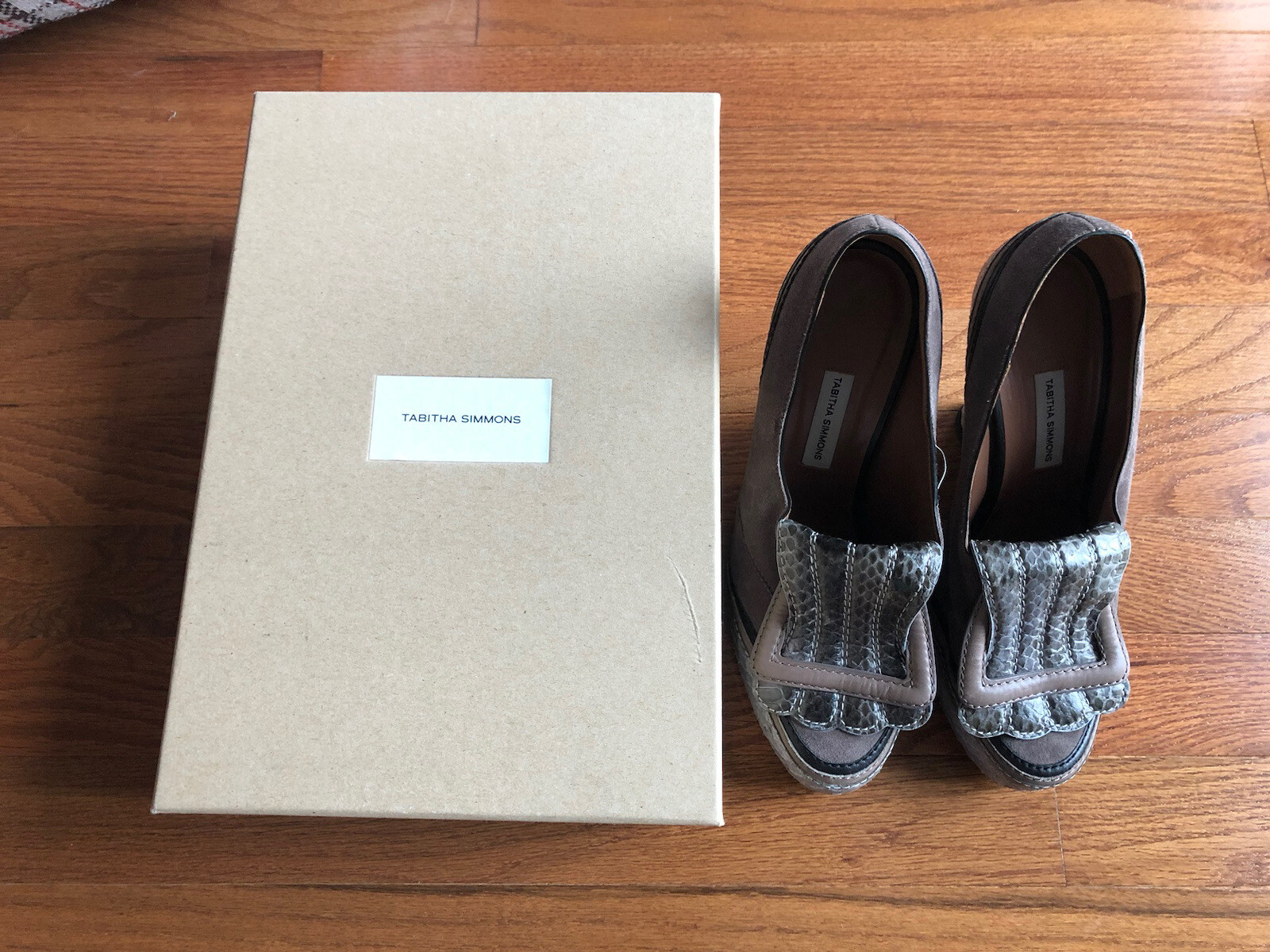 Tabitha Simmons Python Josephi Wedge Shoes Taupe … - image 2