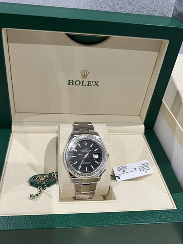 🖤 Rolex Datejust 41 Black Index Fluted Bezel 126334 Oyster Complete Unworn 2021