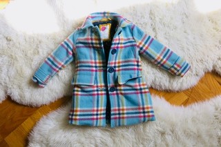 Mini Boden wool checkered pea coat size 3T