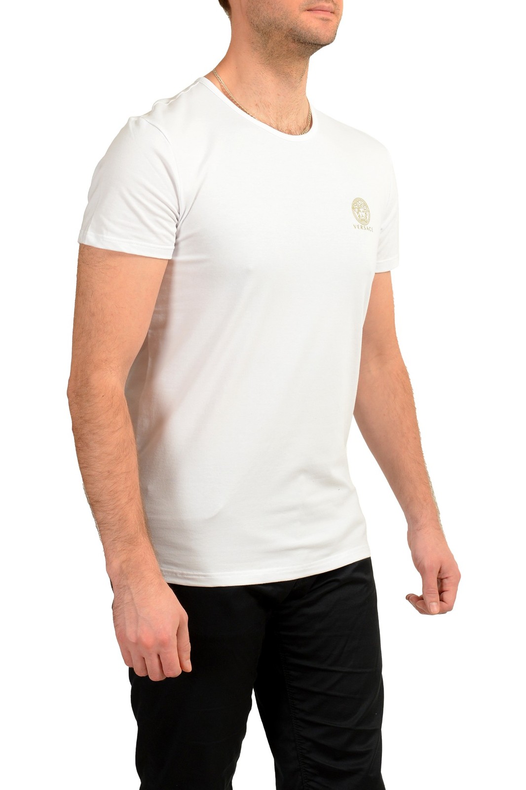 Мужская белая футболка Versace с круглым вырезом и золотым принтом в виде Медузы от Versace sz 5 US M IT 50 15190₽