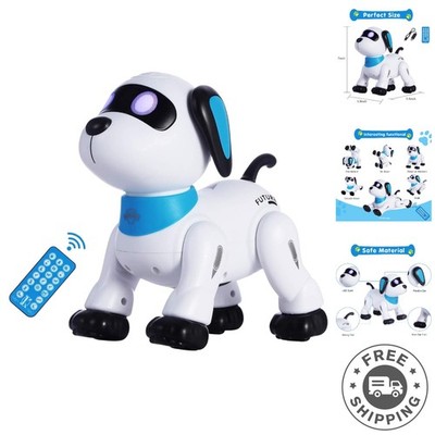 Interactive 7-Inch Remote Control Robot Dog Toy with Voice Commands & LED Eyes