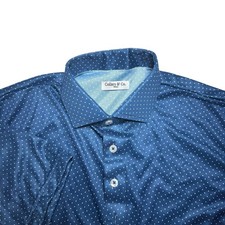 Collars and Co Mens Semi Spread Collar Polo Size S Blue Polka Dot Golf Sport