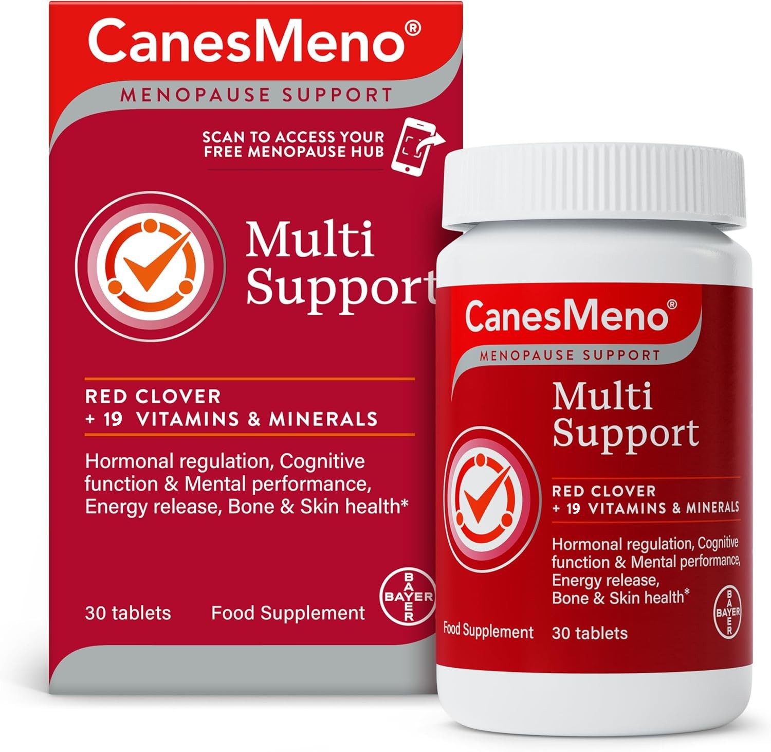 CanesMeno Menopause Multi Support 30 Tablets - Red Clover & 19 Vitamins