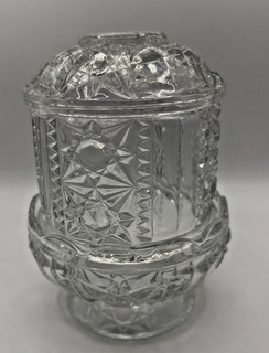 INDIANA GLASS VINTAGE FAIRY LAMP STARS AND BARS CLEAR EUC