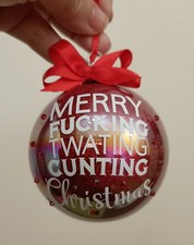 Christmas Bauble Rude Slogan Funny Novelty Gift.Glitter Christmas Tree Ornament
