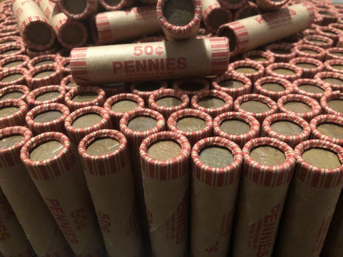 Roll of 50 Wheat Cents Circulated Full Date & Rim F-VF 1940s-1950s [ebay Live]