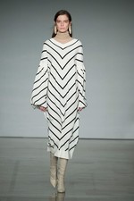 Zimmermann Fall 2017 Black/White Striped Wool/Cashmere Midi Dress sz 0 