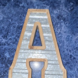 Wooden Letter A Nursery Wall Decor, Brown & Silver, Numbers & Letters Theme