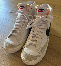 Nike Blazer Mid White/Black Leather Mid Top Colorblock Lace-Up Sneakers 8