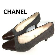 Chanel Heels Pumps Gray Brown Size 35 US About 5 For Women