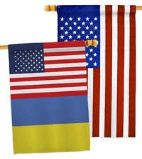 Americana Home & Garden Ukraine US Friendship House Flag Pack Regional Americ...