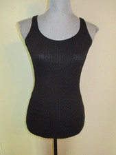 Free People Intimately FAB Black Ribbed Lace Open Back Racerback Tank Top XS/S