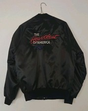 Chevrolet Nylon Jacket The Heartbeat Of America Mens Medium Satin Vintage Black