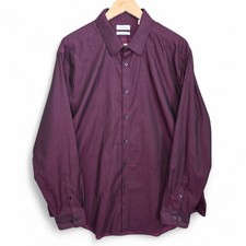 Calvin Klein Dress Shirt Mens 18 34/35 2XL Purple Button Slim Fit Performance